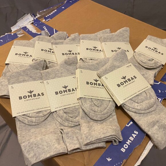 [10 Pack] Bombas Lightweight Marl Gray Crew Socks